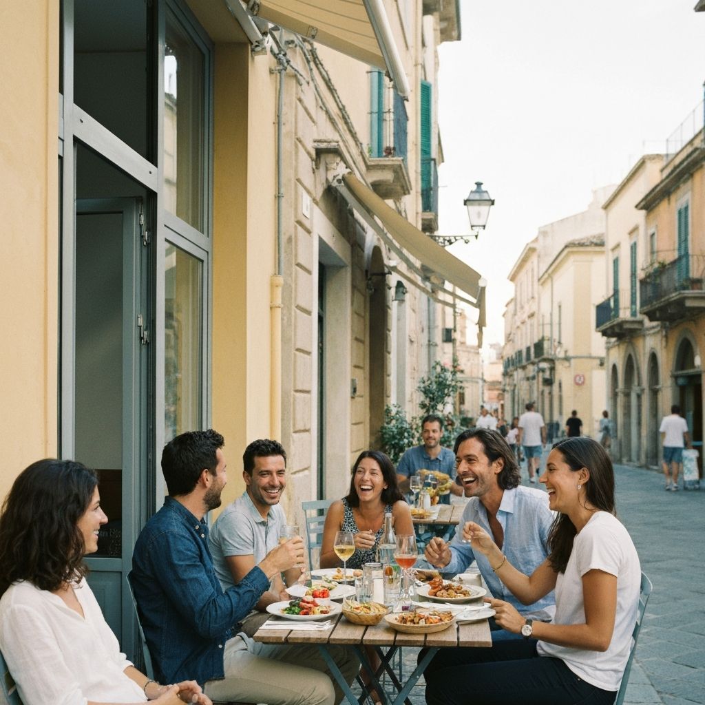 Amici che conversano durante un pasto